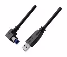 SC-3ABRK002F: USB Cable, Type A Plug to 90° Type B Plug, 609.6 mm, 2 ft, USB 3.0, Black