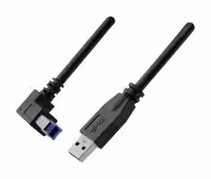 SC-3ABRK006F: USB Cable, Type A Plug to 90° Type B Plug, 1.83 m, 6 ft, USB 3.0, Black