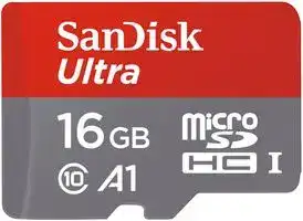 SDSQUAR-016G-GN6MA: Flash Memory Card, MicroSDHC Card, Class 10, 16 GB, SanDisk Ultra