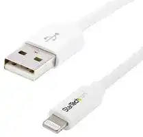 USBLT1MW: USB Cable, Type A Plug to Lightning Plug, 1 m, 3.3 ft, USB 2.0, White
