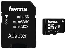 00124150: Flash Memory Card, MicroSD Card, UHS-1, Class 10, 16 GB