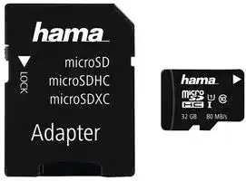 00124151: Flash Memory Card, MicroSDHC Card, 32 GB, Class 10, UHS-I U1