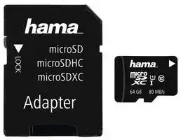 00124152: Flash Memory Card, MicroSDXC Card, 64 GB, Class 10, UHS-I U1