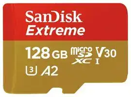 SDSQXA1-128G-GN6MA: Flash Memory Card, MicroSDXC Card, UHS-3, Class 10, Video Class 30, 128 GB, SanDisk Extreme