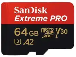 SDSQXCY-064G-GN6MA: Flash Memory Card, MicroSDXC Card, 64 GB, Class 10, UHS-I U3, V30, A2