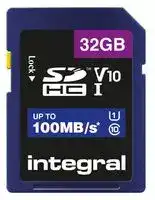 INSDH32G-100V10: Flash Memory Card, SDHC Card, 32 GB, Class 10, UHS-I U1, V10