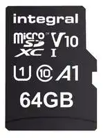 INMSDX64G-100V10: Flash Memory Card, MicroSDXC Card, 64 GB, Class 10, UHS-I U1, A1