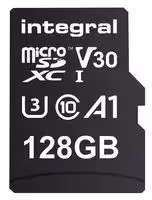 INMSDX128G-100/90V30: Flash Memory Card, MicroSDXC Card, 128 GB, Class 10, UHS-I U3, V30, A1