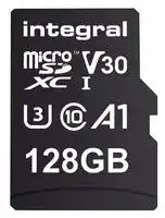 INMSDX128G-100/90V30: Flash Memory Card, MicroSDXC Card, 128 GB, Class 10, UHS-I U3, V30, A1