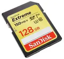 SDSDXV5-128G-GNCIN: Flash Memory Card, SDXC Card, 128 GB, Class 10, UHS-I U3, V30