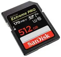 SDSDXXY-512G-GN4IN: Flash Memory Card, SDXC Card, 512 GB, Class 10, UHS-I U3, V30