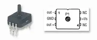 SDX15A2: Pressure Sensor, Calibrated, -40 to 85°C, 15 psi, Analogue, Absolute, 20 V, Single Port