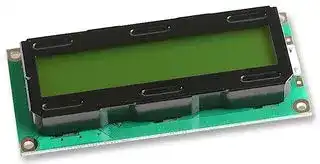 PC1601LRU-AWB-B-Q: Alphanumeric LCD, 16 x 1, Black on Yellow / Green, 5V, Parallel, English, Japanese, Transflective