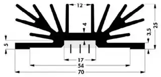 SK 64 37,5 SA 1 X M3 TO 220: Heat Sink, TO-220, 4.1 °C/W, TO-220, 37.5 mm, 25 mm, 37.5 mm