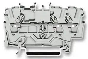 2002-1301: DIN Rail Mount Terminal Block, 3 Ways, 22 AWG, 12 AWG, 4 mm², Clamp, 24 A
