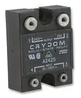 A2425: Solid State Relay, SPST-NO, 25 A, 280 VAC, Panel Mount, Screw, Zero Crossing