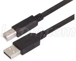 CAUBLKAB-2M.: USB CABLE, TYPE A MALE / TYPE B MALE, 2M, BLACK