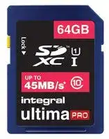 INSDX64G10-45: Flash Memory Card, SDXC Card, 64 GB, Class 10, UHS-I U1