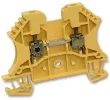 102002 WDU2.5 YELLOW: DIN Rail Mount Terminal Block, 2 Ways, 30 AWG, 12 AWG, 2.5 mm², Screw, 24 A