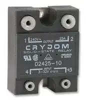 D2425-10: Solid State Relay, SPST-NO, 25 A, 280 VAC, Panel Mount, Screw, Random Turn On