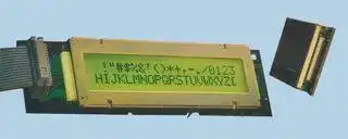 TRIMODS1554B/LSTN: Alphanumeric LCD, 40 x 2, Black on Yellow / Green, 5V, Parallel, English, Euro, Transflective