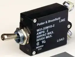 W31-X2M1G-10: Thermal Circuit Breaker, W31 Series, 10 A, 1 Pole, 50 V, 240 V, Panel