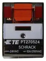 PT270524: General Purpose Relay, PT Series, Power, Non Latching, DPDT, 24 VAC, 12 A