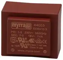 44053: PCB Transformer, EI 30 x 10.5, Encapsulated Safety Isolating, 230V, 18V, 1 VA, 50Hz / 60Hz