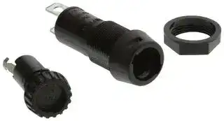3101.0015: Fuseholder, Panel Mount, Front Side, 250V, 10A, 5 x 20mm, Solder, Fingergrip Cap, IP40, PC2