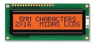 MC21605C6W-FPTLA-V2: Alphanumeric LCD, 16 x 2, Black on Amber, 5V, Parallel, English, Japanese, Transflective