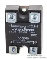 D06D60: Solid State Relay, SPST-NO, 60 A, 60 VDC, Panel Mount, Screw, DC Switch
