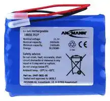 2447-3031-20: Rechargeable Battery, 10.9 V, Lithium Ion, 3.5 Ah, Wire Leads, 1