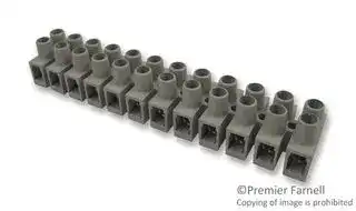 CTSN631/12W: Panel Mount Barrier Terminal Block, 1 Row, 12 Ways, 12 AWG, 20 A