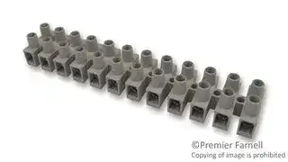 CTSN633/12W: Panel Mount Barrier Terminal Block, 1 Row, 12 Ways, 10 AWG, 30 A