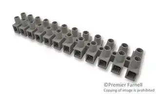 CTSN634/12W: Panel Mount Barrier Terminal Block, 1 Row, 12 Ways, 8 AWG, 50 A