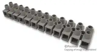 CTSN635/12W: Panel Mount Barrier Terminal Block, 1 Row, 12 Ways, 6 AWG, 65 A