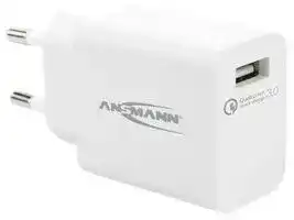 1001-0072: Charger, USB, 18 W, Single Port, White, 80 mm x 39 mm x 27 mm, EU