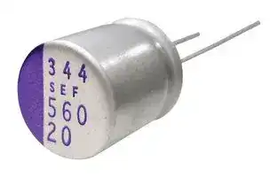 20SEF120M: Polymer Aluminium Electrolytic Capacitor, 120 µF, 20 V, Radial Leaded, 0.025 ohm