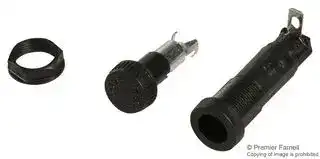 03453LF1H: Fuseholder, Panel Mount, Shock Safe, 250V, 10A, 3AG, Solder / Quick Connect, Fingergrip Cap