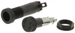 03455LF1H: Fuseholder, Cartridge, 1 Fuse, 10 A, 250 VAC, 250 VDC, 5mm x 20mm, Quick Connect