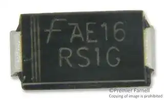 RS1G: Standard Recovery Diode, 400 V, 1 A, Single, 1.3 V, 150 ns, 30 A