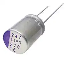 16SEPG270M: Polymer Aluminium Electrolytic Capacitor, 270 µF, 16 V, Radial Leaded, 8000 µohm