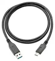 632910731131: USB Cable, Type A Plug to Type C Plug, 1 m, 3.3 ft, USB 3.1, Black