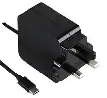 USB-C-45W-UK-BLACK: AC/DC Power Supply, ITE & General, 5 O/P, 45 W, 5V/9V/12V at 3A, 15V/20V at 2.25A