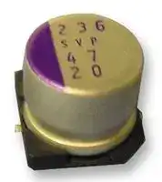 25SVP22M: POLYMER ALUMINUM ELECTORLYTIC CAPACITOR, 22UF, 25V, 20%, SMD