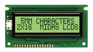 MC21605AB6W-GPTLY-V2: Alphanumeric LCD, 16 x 2, Black on Grey, 5V, Parallel, English, Japanese, Transflective