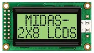 MC20805A6W-GPTLY-V2: Alphanumeric LCD, 8 x 2, 5V, English, Japanese, Transflective