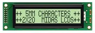MC22005A6W-GPTLY-V2: Alphanumeric LCD, 20 x 2, Black on Grey, 5V, Parallel, English, Japanese, Transflective