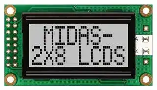 MC20805A6W-GPR-V2: Alphanumeric LCD, 8 x 2, 5V, English, Japanese, Reflective