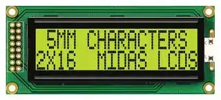 MC21605B6WR-SPTLY-V2: Alphanumeric LCD, 16 x 2, 5V, English, Cyrillic, Japanese, Transflective